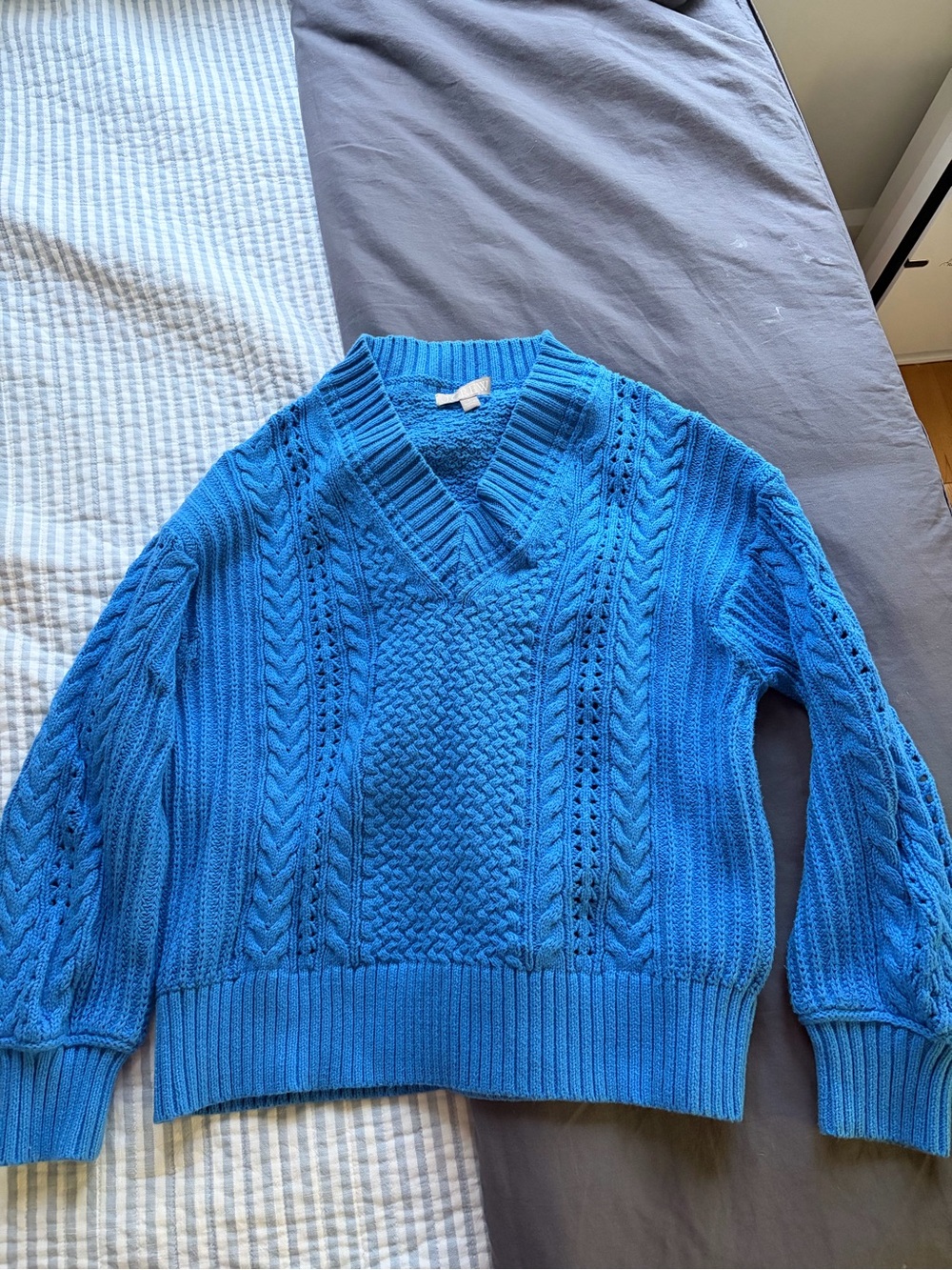 J. Crew Electric Blue Textured Knit Sweater